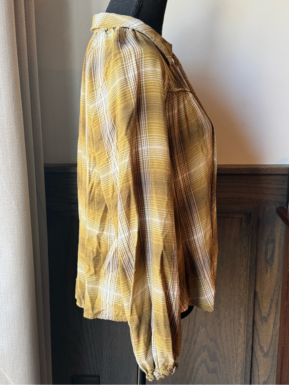 Blu pepper Women's Plaid Button-Front peasant boho hippie Blouse small EUC - Picture 5 of 7